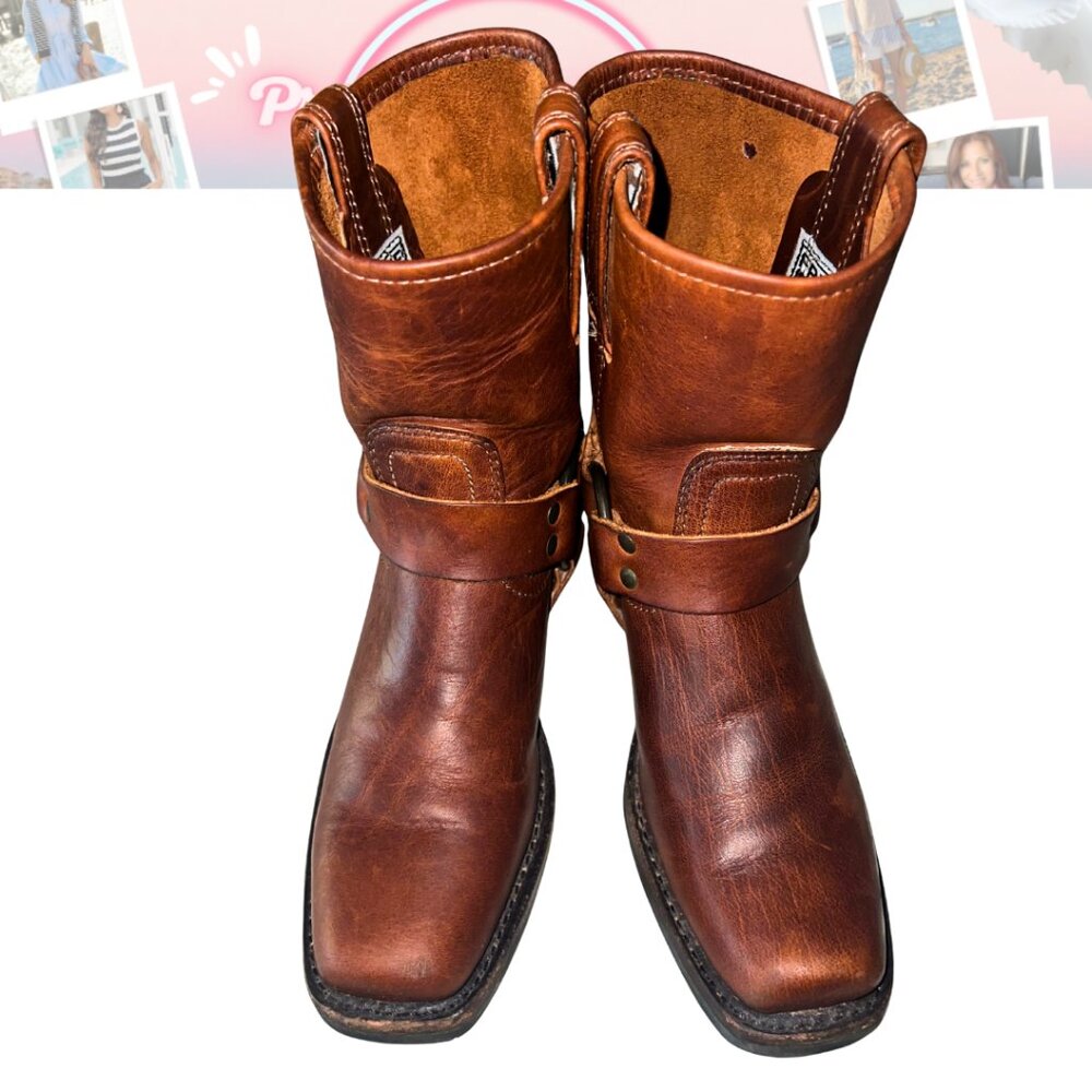 Frye Harness 8R Cognac Leather Boots Size 6M USA Make an Offer - Picture 5 of 10